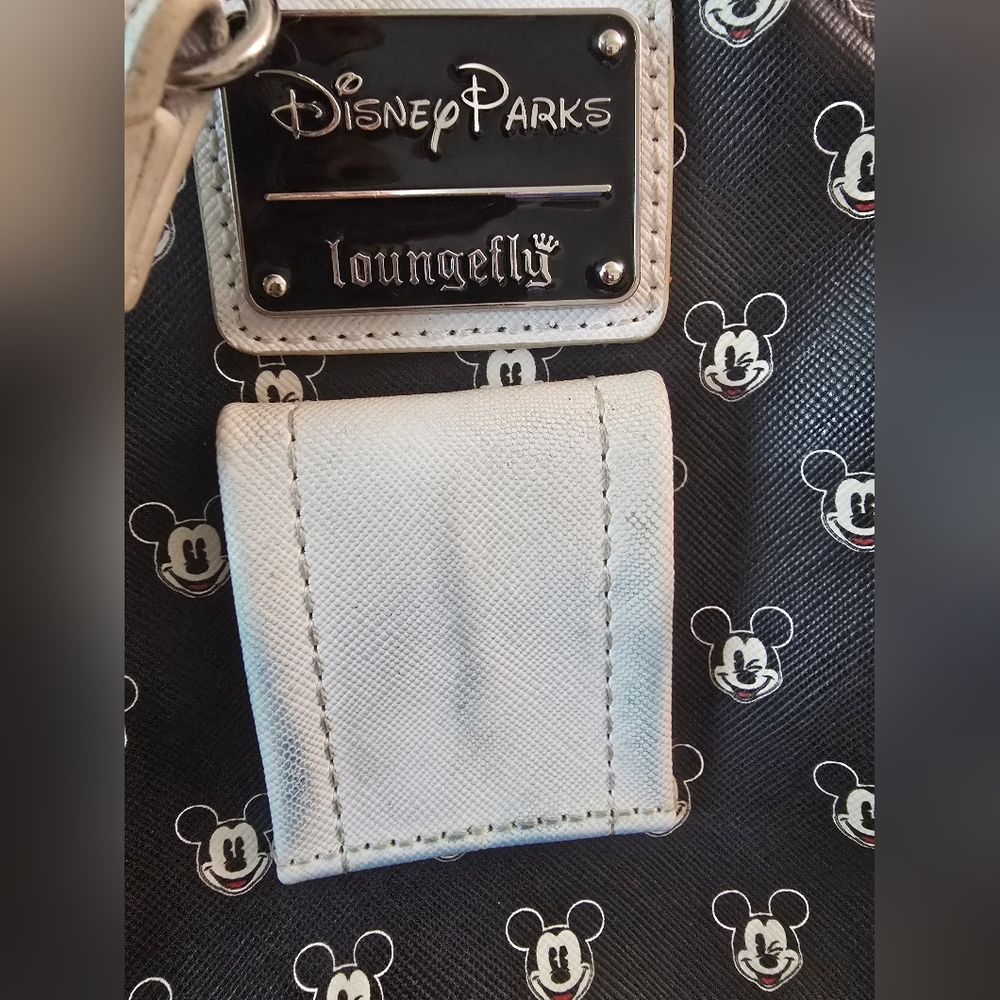 Disney Parks Loungefly Mickey Mouse Faces Mini Backpack Wristlet Black White Bag - Picture 5 of 8